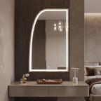 Asymmetric Framed LED Mirror with Backlit Illumination