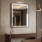Square Framed LED Mirror with Integrated Front Light Lighting – Modern Interior Design