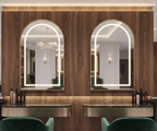 Arch Framed LED Wall Mirror with Metallic Gold Finish