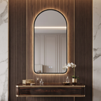 Arched Framed LED Mirror with Backlit Illumination – Modern Interior Design