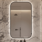 Rounded Rectangle Framed LED Mirror with Backlit Illumination – Modern Design