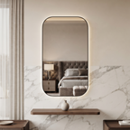 Rounded Rectangle Framed LED Mirror with Backlit Illumination – Modern Design