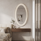 Modern Oval Frameless LED Wall Mirror | Illuminated Vanity & Bathroom Mirror