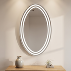 Modern Oval Frameless LED Wall Mirror | Illuminated Vanity & Bathroom Mirror