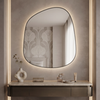 Irregular Framed LED Mirror with Backlit Illumination – Modern Interior Design