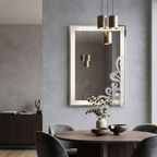 Elegant Framed LED Wall Mirror with Decorative Swirl Pattern