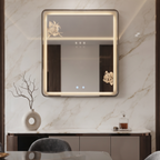 Square Framed LED Mirror and Customized with Touch Controls – Modern Interior Design