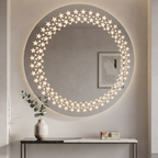 Starry Night Illuminated Round Wall Mirror | Decorative Frameless LED Mirror