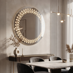 Starry Night Illuminated Round Wall Mirror | Decorative Frameless LED Mirror