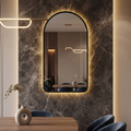 Arched Framed LED Mirror with Backlit Illumination – Modern Interior Design