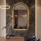 Arched Framed LED Mirror with Backlit Illumination – Modern Interior Design