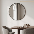 Modern Round Framed Wall Mirror | Minimalist Black Frame Decorative Mirror