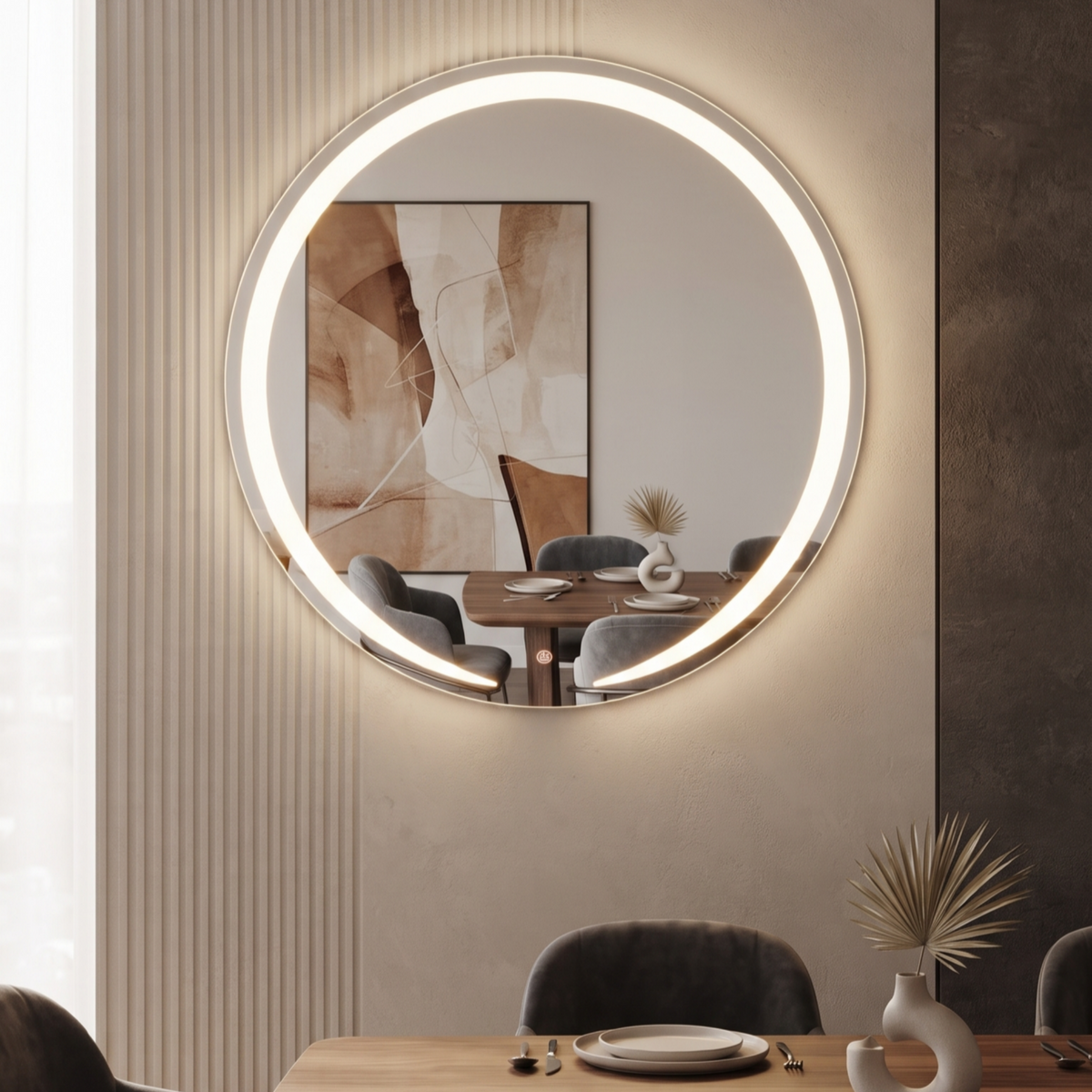 Modern Round Frameless LED Wall Mirror | Illuminated Vanity & Bathroom Mirror