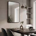 Modern Framed Wall Mirror | Rectangular Rounded Corner Decorative & Living Room Mirror
