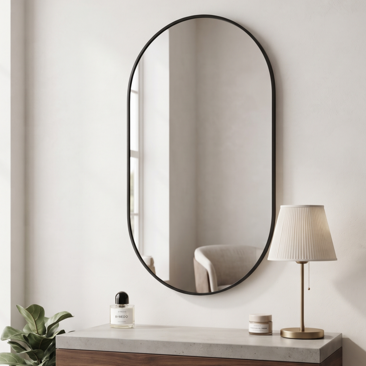 Modern Framed Oval Wall Mirror | Decorative Vanity & Bathroom Mirror
