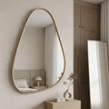 Organic Pebble Shape Wall Mirror with Gold Frame | Decorative Modern Accent Mirror