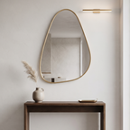 Organic Pebble Shape Wall Mirror with Gold Frame | Decorative Modern Accent Mirror