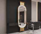 Modern Capsule LED Framed Wall Mirror with Gold Finish