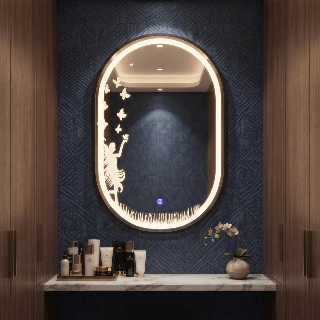 Framed LED Mirror with Backlit Design