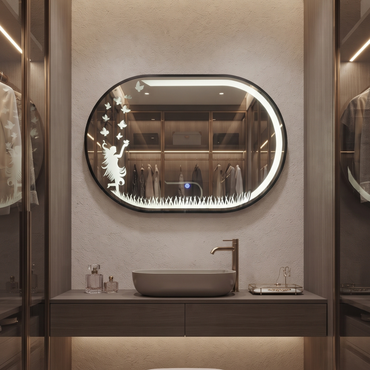 Framed LED Mirror with Backlit Design