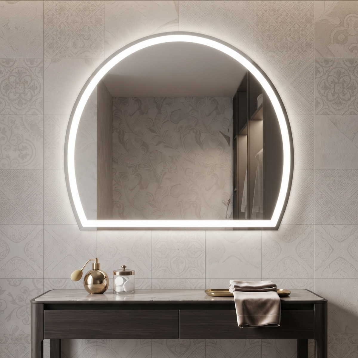 Arch Frameless LED Wall Mirror – Vanity & Dressing Area