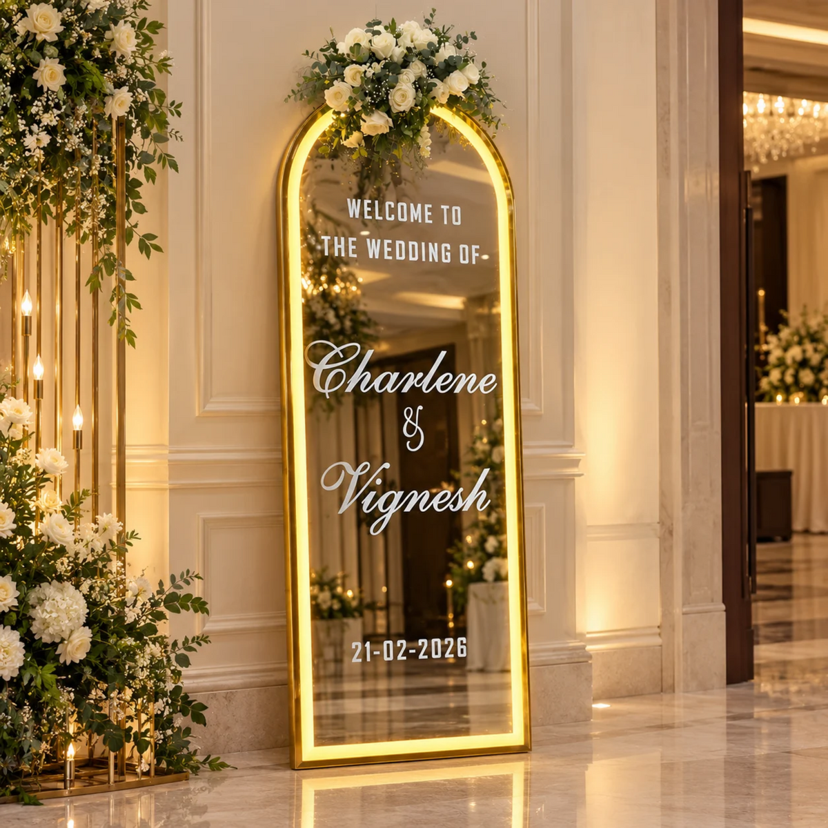 Arched Framed LED Mirror – Event and Home Decor