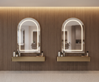 Arch Framed LED Wall Mirror with Metallic Gold Finish
