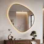 Modern Asymmetrical Frameless LED Wall Mirror – Dressing Area & Bedroom