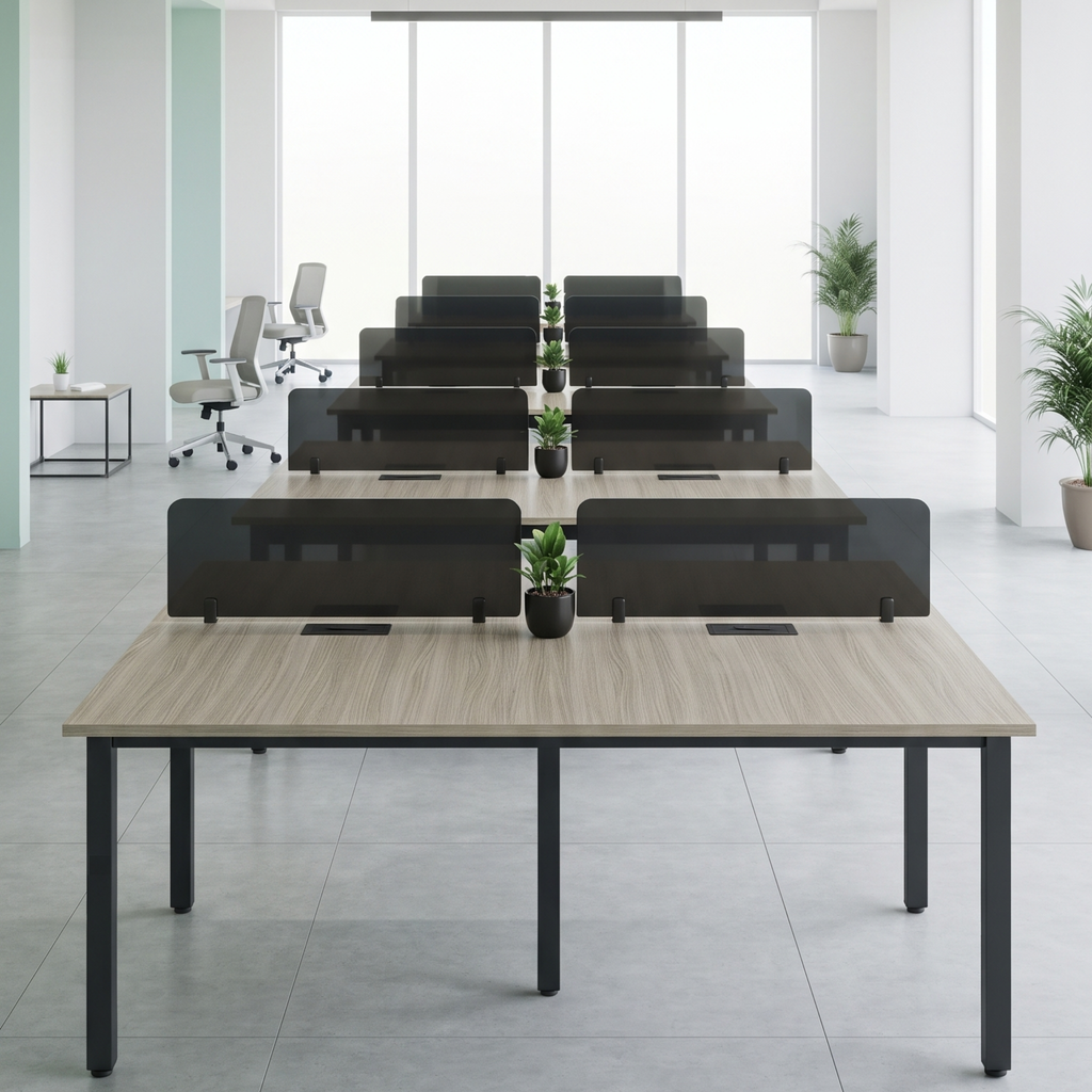 Commercial Office Desk Workstation with Partition Glass
