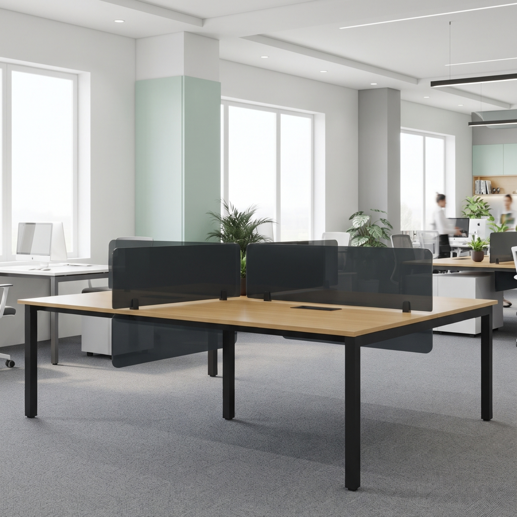 Commercial Office Desk Workstation with Partition Glass