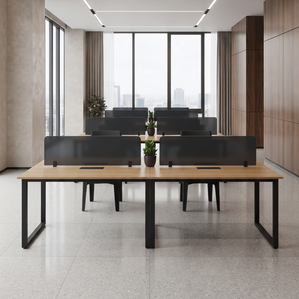 Commercial Office Desk Workstation with Partition Glass