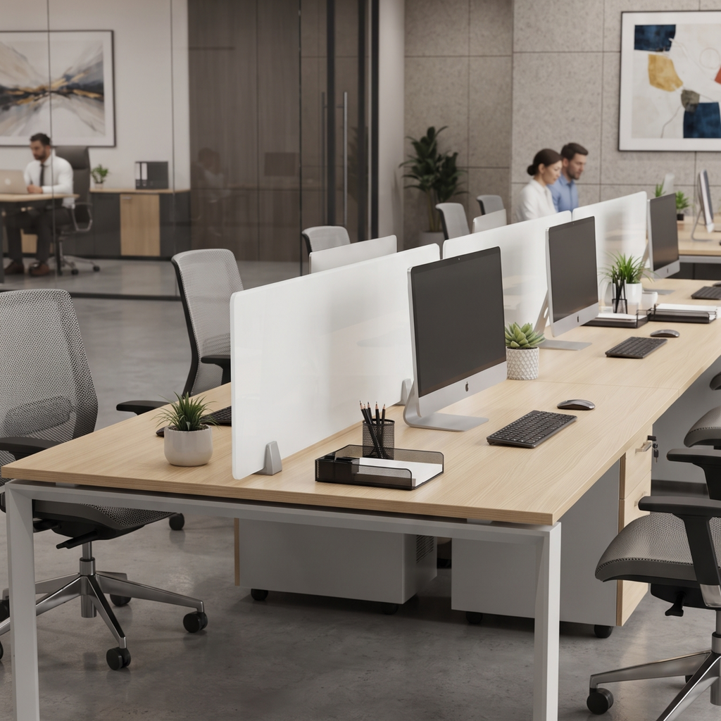 Desktop Divider Glass Panel for Workstations