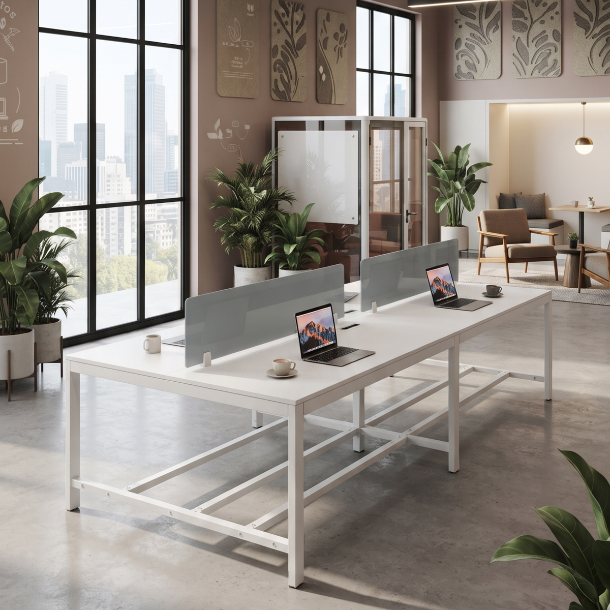 Minimalist Glass Desk Partition for Office Workstations