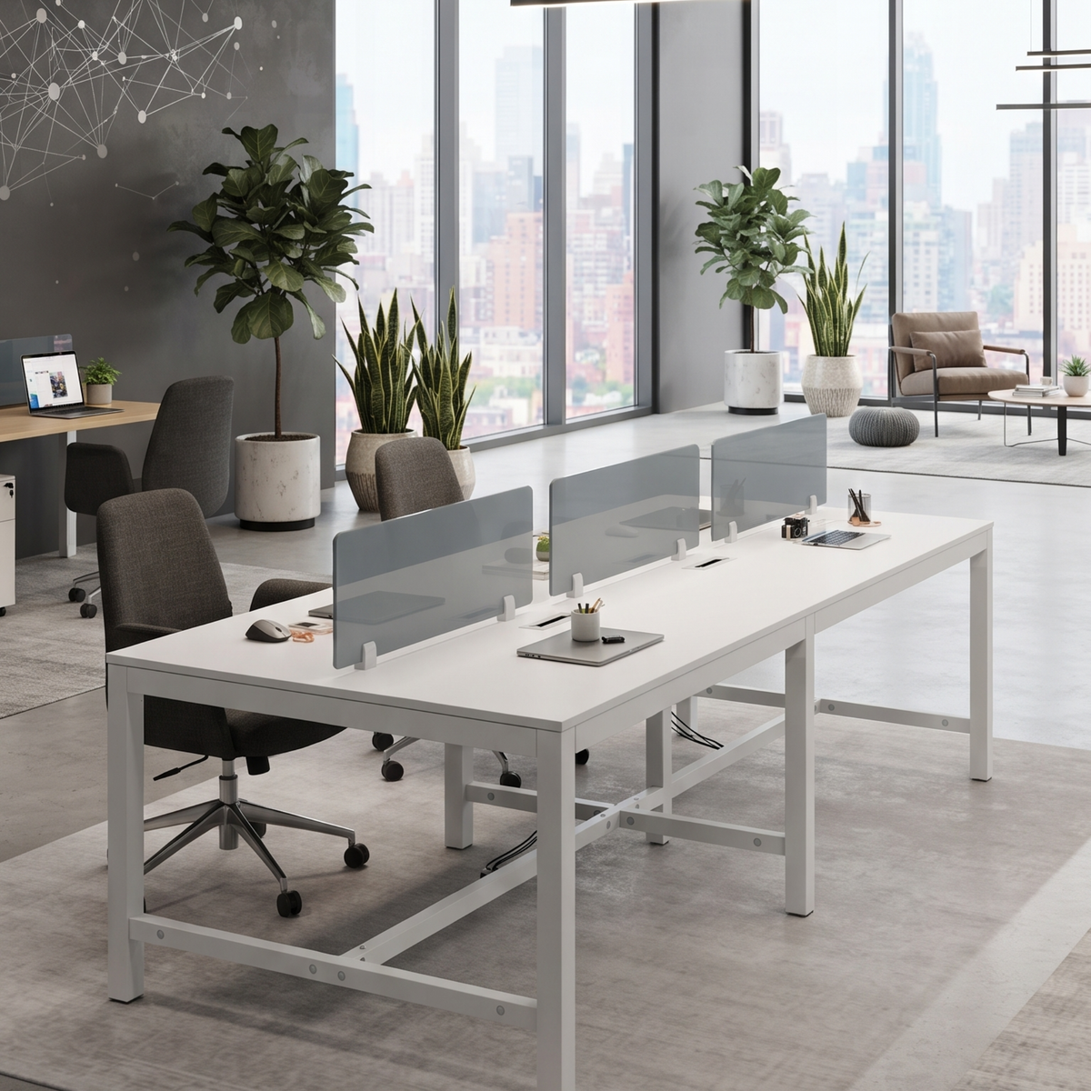 Minimalist Glass Desk Partition for Office Workstations