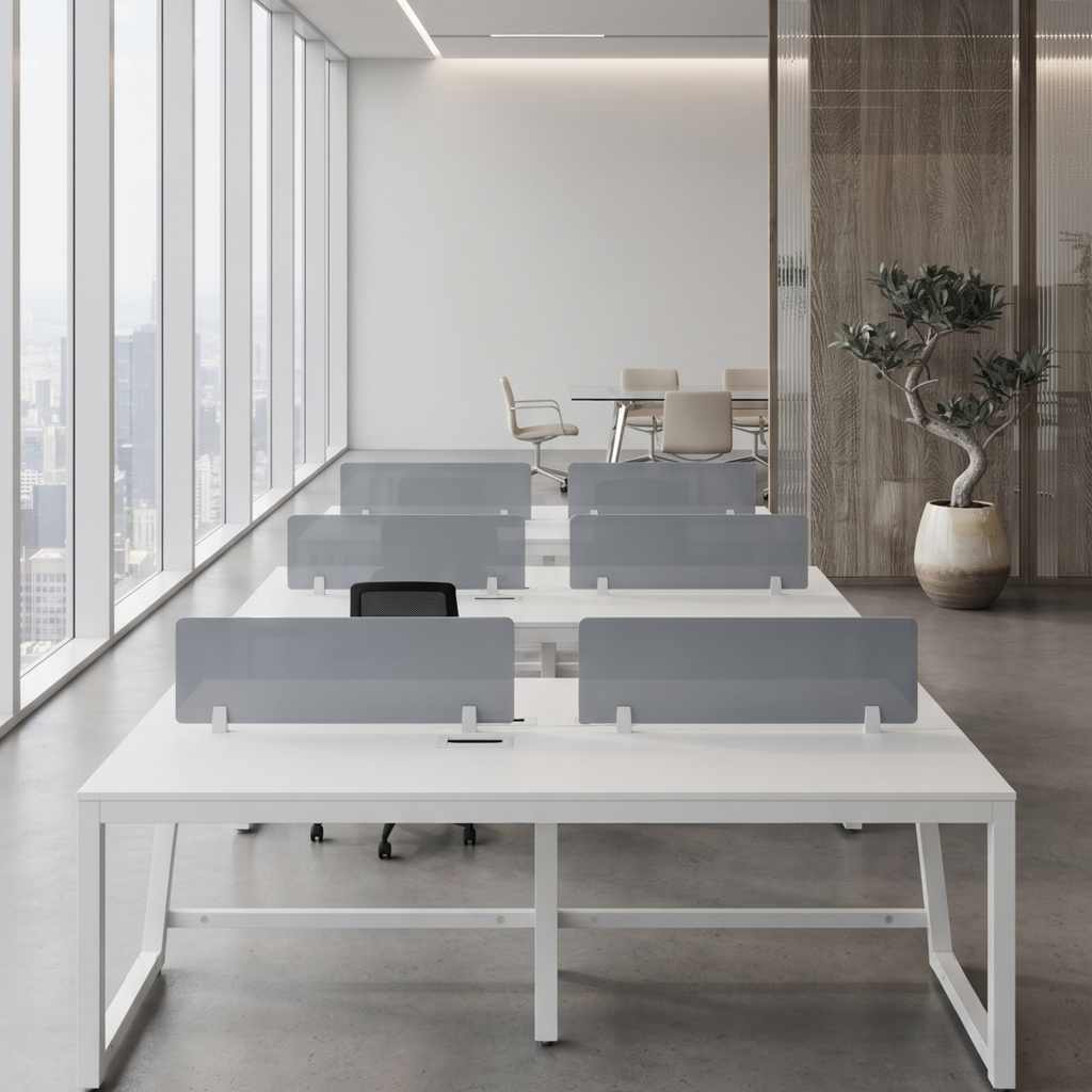 Minimalist Glass Desk Partition for Office Workstations
