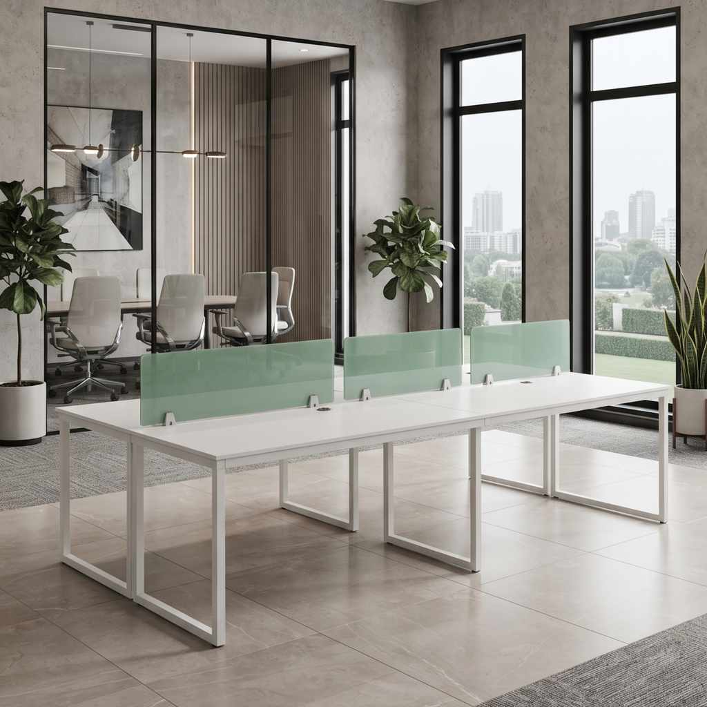 Minimalist Glass Desk Divider for Workstations