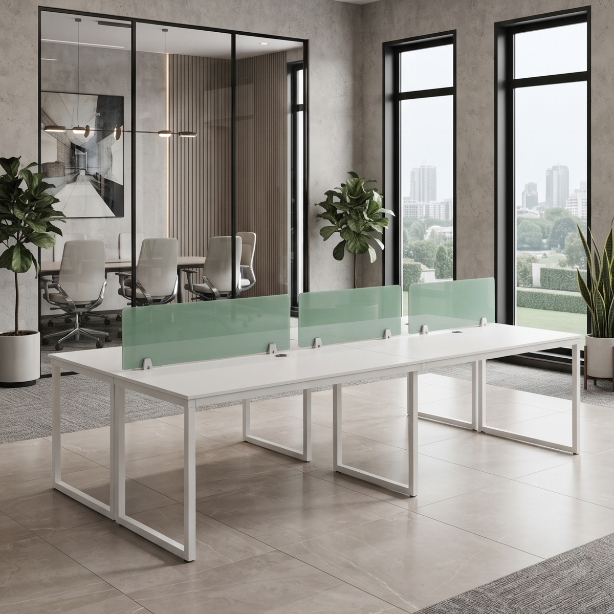 Minimalist Glass Desk Divider for Workstations