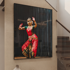 Classical Bharatanatyam Dancer Glass Wall Décor