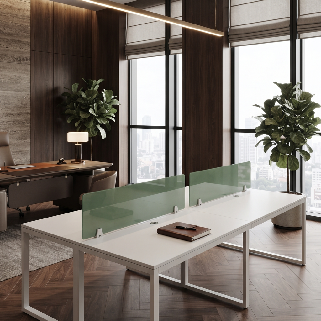 Minimalist Glass Desk Divider for Workstations