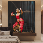 Classical Bharatanatyam Dancer Glass Wall Décor