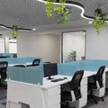 Blue Glass Office Desk Partition for Workstations