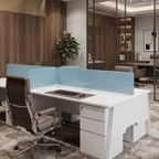 Blue Glass Office Desk Partition for Workstations