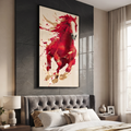 Dynamic Red Horse Glass Print Wall Art