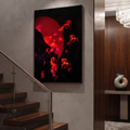 Red Glowing Horses Glass Print Wall Art