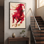 Dynamic Red Horse Glass Print Wall Art