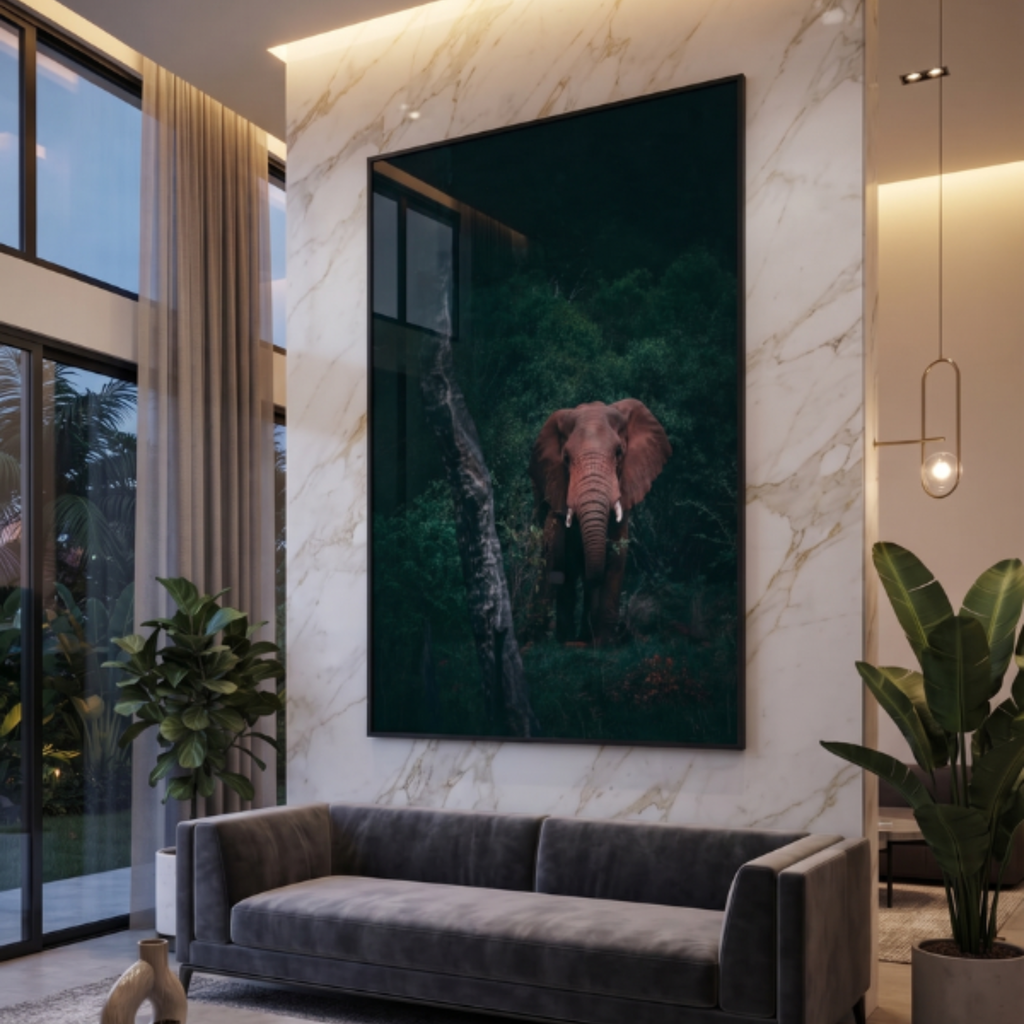 Elephant in Forest Glass Print – Wildlife Nature Wall Art
