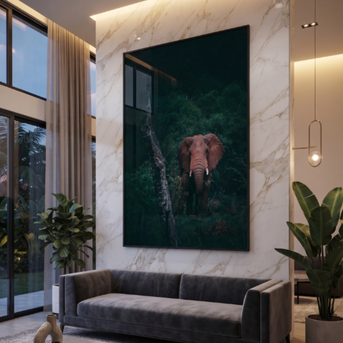 Elephant in Forest Glass Print – Wildlife Nature Wall Art