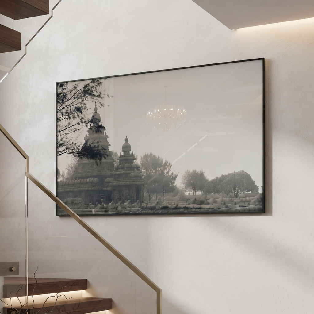 Coastal Temple Glass Print Wall Art