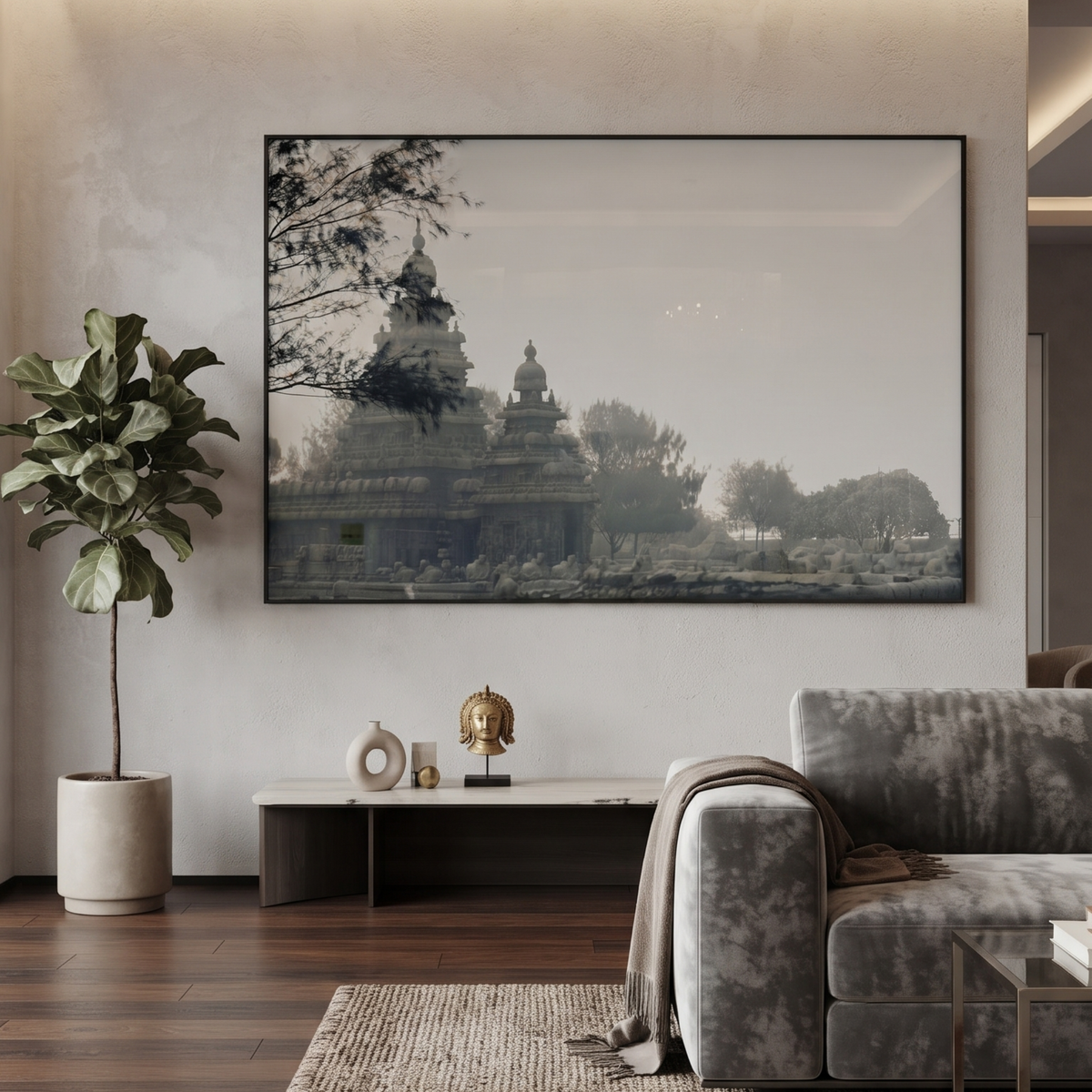 Coastal Temple Glass Print Wall Art