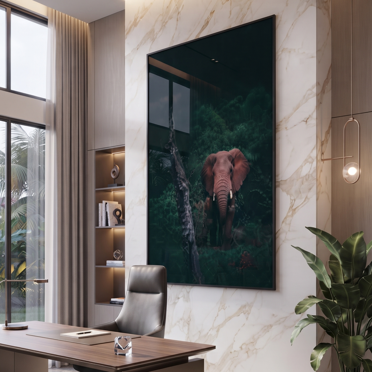Elephant in Forest Glass Print – Wildlife Nature Wall Art
